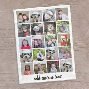 Couverture Polaire 20 Photo Collage - Grille avec texte de script - b
