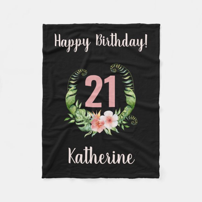Couverture Polaire 21e anniversaire Black Girl Name (Devant)