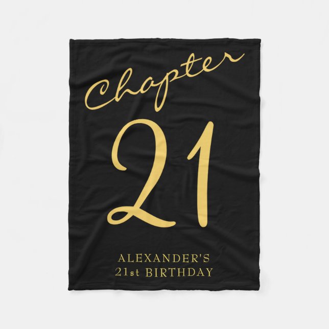 Couverture Polaire 21st Birthday Party Gold Script Blue  (Devant)