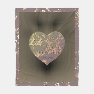 Couverture Polaire 22e anniversaire de Mariage Rose de coeur coppery