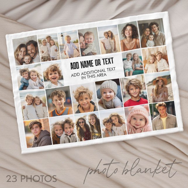 Couverture Polaire 23 Collage de photos avec zone de texte (Photo Blanket - Customize with your favorite pictures)