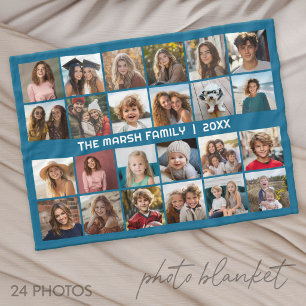 Couverture Polaire 24 photos collage avec nom de famille date -