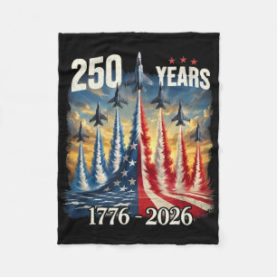 Couverture Polaire 250 Ans 1776-2026 Avions de chasse Drapeau Usa 250
