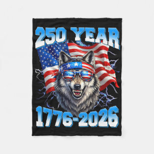 Couverture Polaire 250 ans américain 1776 2026 250e Loup Patriotique
