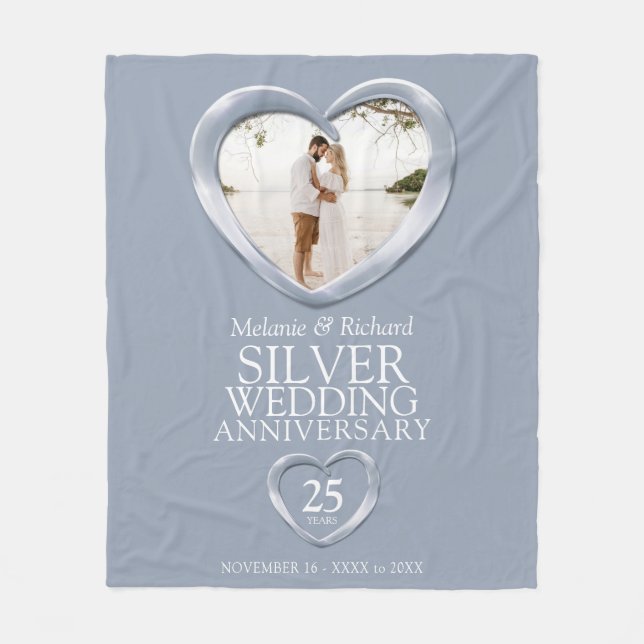 Couverture Polaire 25e anniversaire mariage d'argent coeur photo (Devant)