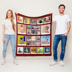 Couverture Polaire 26 Photo Collage Modèle Moderne tendance Rouge