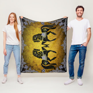 Couverture Polaire 2 Folk Friesien/Frisien argent/or/étalon noir