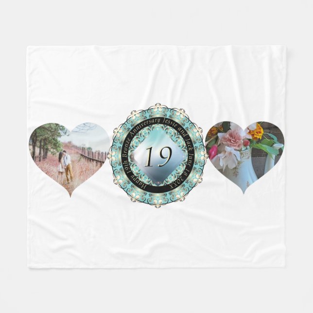 Couverture Polaire 2 Photos 19e anniversaire de Mariage Cadres cardia (Devant (Horizontal))