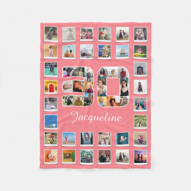 Couverture Polaire 30e anniversaire Famille Photo Collage 49 Photogra (Devant)