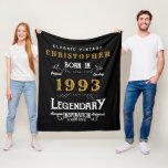Couverture Polaire 30th Birthday 1993 Ajouter Nom Legendary Black Gol<br><div class="desc">Design vintage d'anniversaire "Original Quality Legendary Inspiration" couverture en toison. Ajoutez le nom et l'année souhaités dans les champs modèles pour créer un élément unique de célébration d'anniversaire. Faites équipe avec les cadeaux,  accessoires de fête et vêtements correspondants disponibles dans notre magasin www.zazzle.com/store/thecelebrationstore</div>