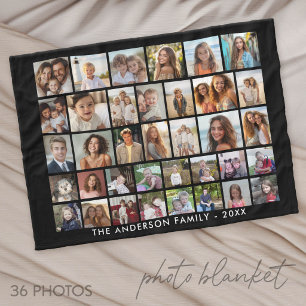 Couverture Polaire 36 Collage de photos - grille moderne - noir