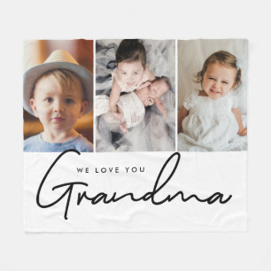 Couverture Polaire 3 photos Nous t'aimons Grandma Script Personnalisé