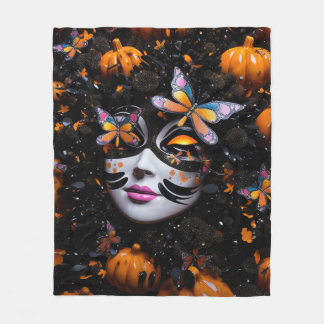 Couverture Polaire 3d glitter witch pumpkins butterflies