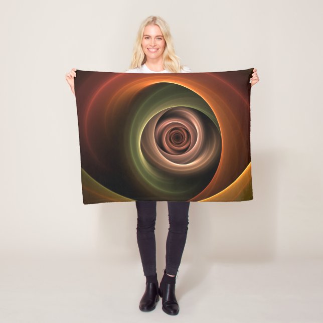 Couverture Polaire 3D Spirale Abstraite couleurs chaudes Art fractal  (En situation)