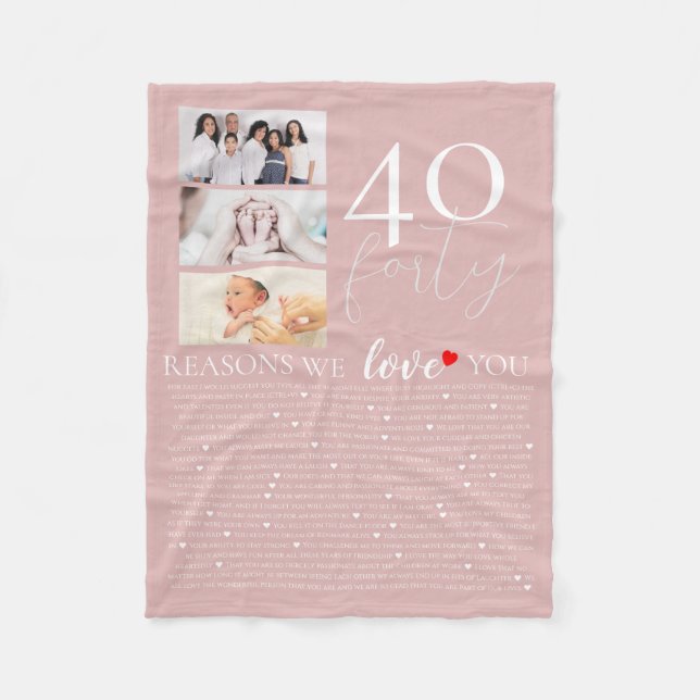 Couverture Polaire 40 raisons pour lesquelles nous t'aimons rose anni (Devant)