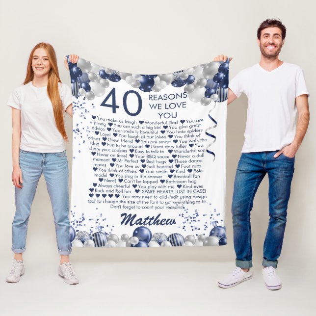 Couverture Polaire 40e anniversaire 40 raisons Nous vous aimons Bleu (En situation)