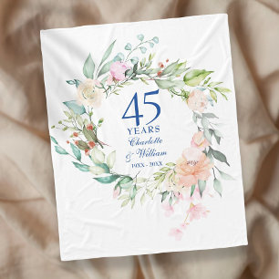 Couverture Polaire 45e anniversaire du 65e Mariage Aquarelle florale