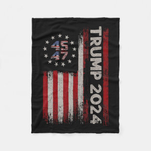 Couverture Polaire 47 Trump 2024 Drapeau américain (sur le dos) 1