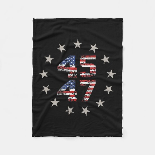 Couverture Polaire 47 Trump 2024 Drapeau américain (sur le dos) 1 (Devant)