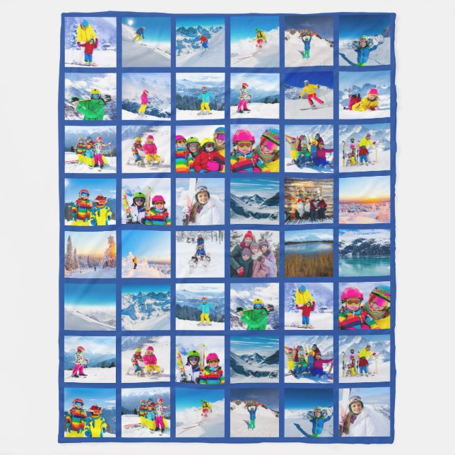 Couverture Polaire 48 Grille de Collage de Photos Bleu Foncé (Devant)