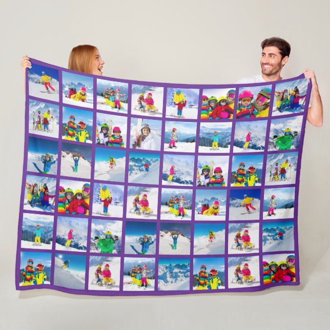 Couverture Polaire 48 Grille de Collage de Photos Violet Royal (En situation)