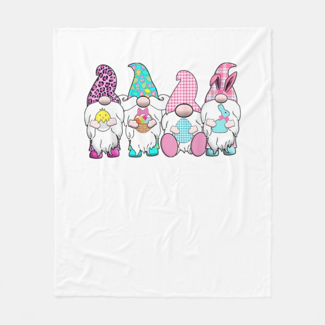 Couverture Polaire 4 Gnomes de Pâques Pastel Printemps Bunny Oreilles (Devant)