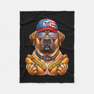 Couverture Polaire 4 juillet mastiff hot-dog drôle patriotique États-