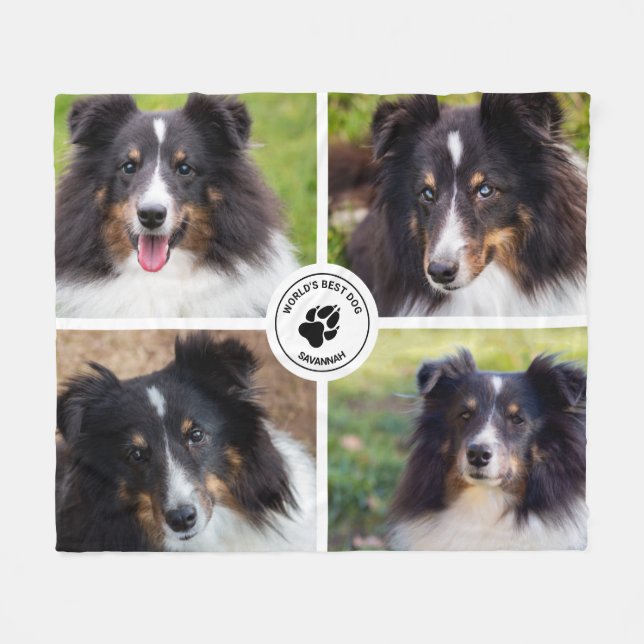 Couverture Polaire 4 Photos personnalisées pour animaux de compagnie  (Devant (Horizontal))