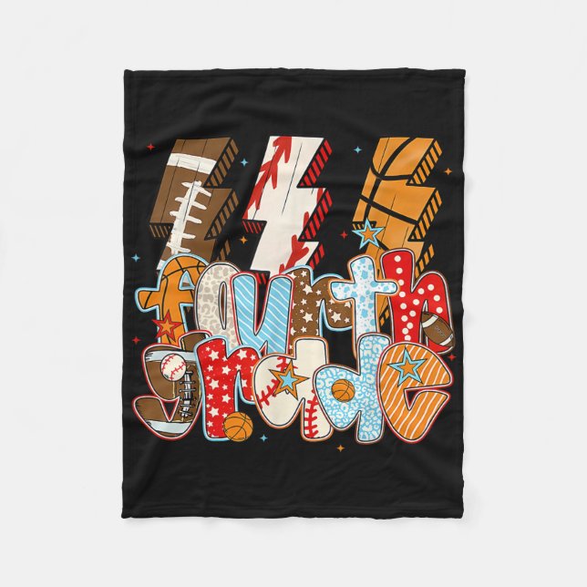 Couverture Polaire 4e année garçons Éclair boulon de football de base (Devant)