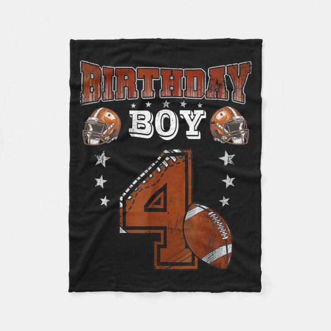 Couverture Polaire 4th Birthday Boy Football Lover Theme 4 Years Old  (Devant)