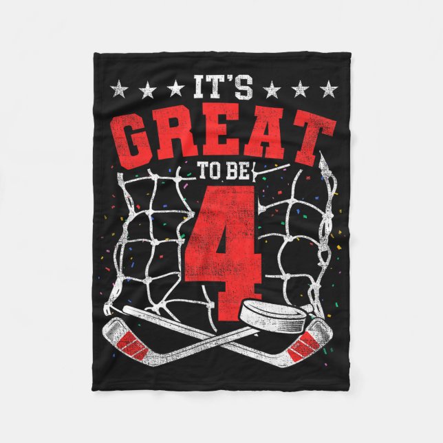 Couverture Polaire 4th Birthday Hockey Lovers It's Great To Be 4 Year (Devant)