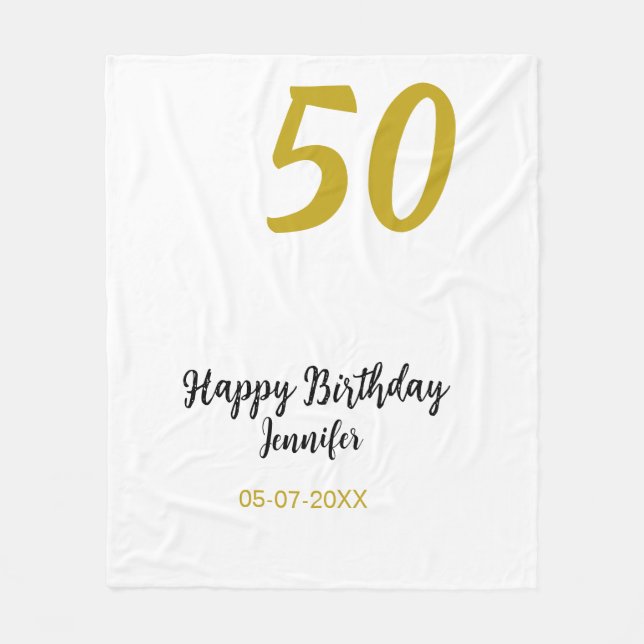 Couverture Polaire 50e anniversaire ajouter nom date année noire modè (Devant)