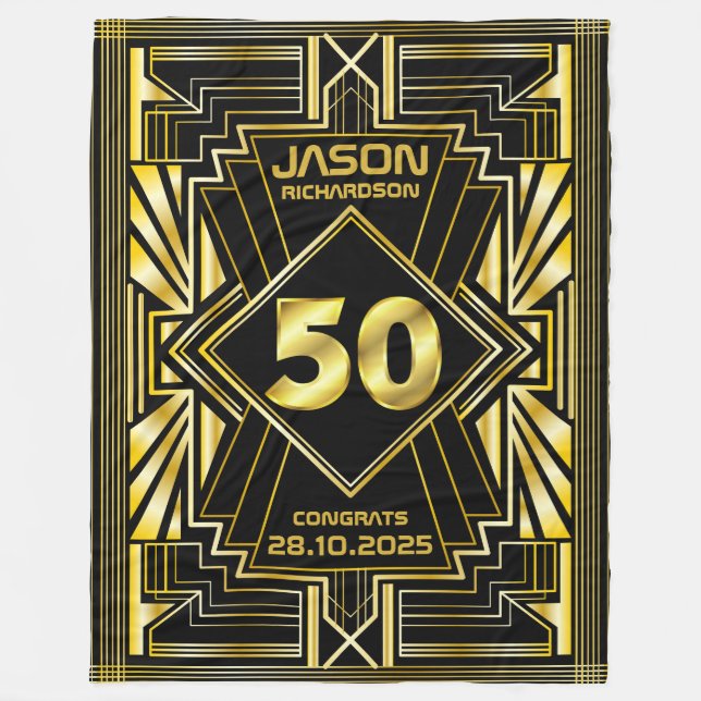 Couverture Polaire 50e anniversaire Art Déco Gold Black Great Gatsby (Devant)