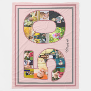 Couverture Polaire 50e anniversaire de fête Photo Collage Dusty Blush