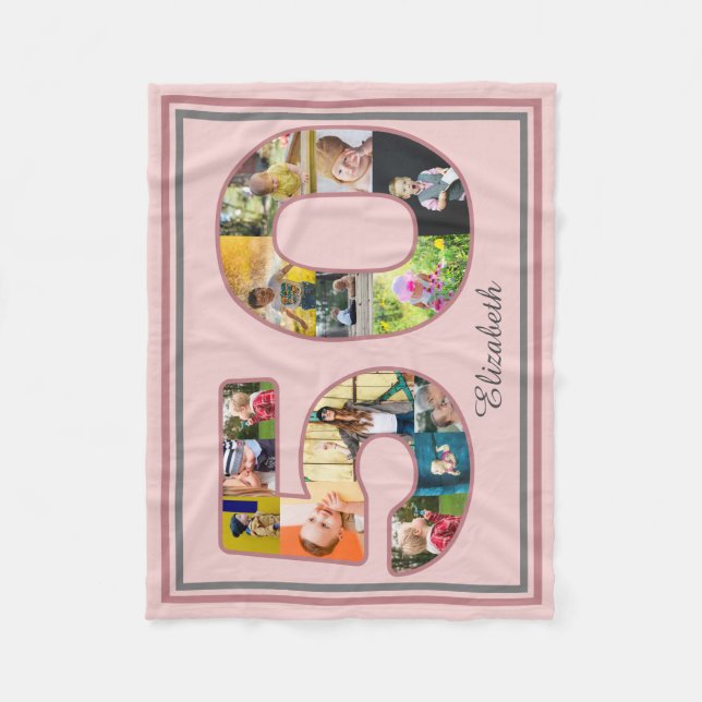 Couverture Polaire 50e anniversaire de fête Photo Collage Dusty Blush (Devant)