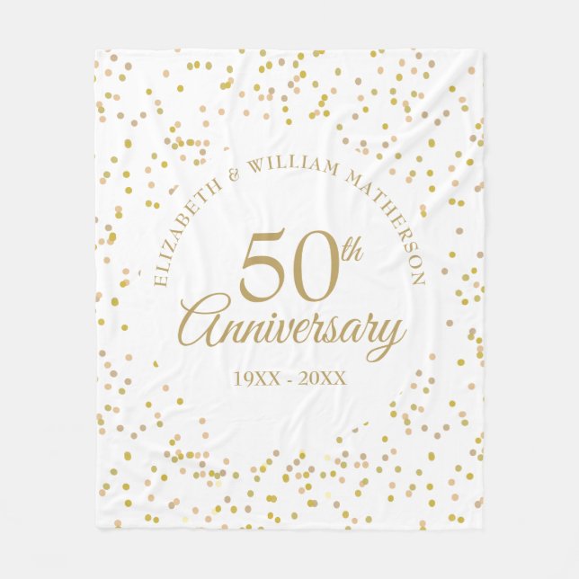 Couverture Polaire 50e Anniversaire de Mariage d'or Confetti (Devant)