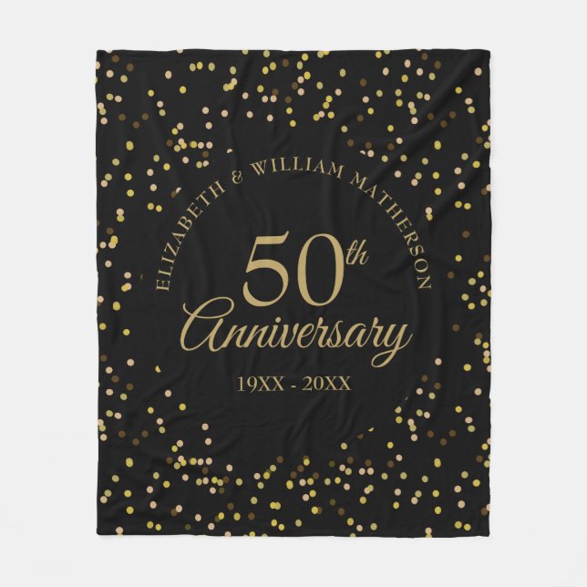 Couverture Polaire 50e Anniversaire du Mariage d'or Noir et Or (Devant)
