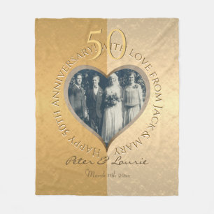 Couverture Polaire 50e anniversaire du Mariage Gold Heart Photo