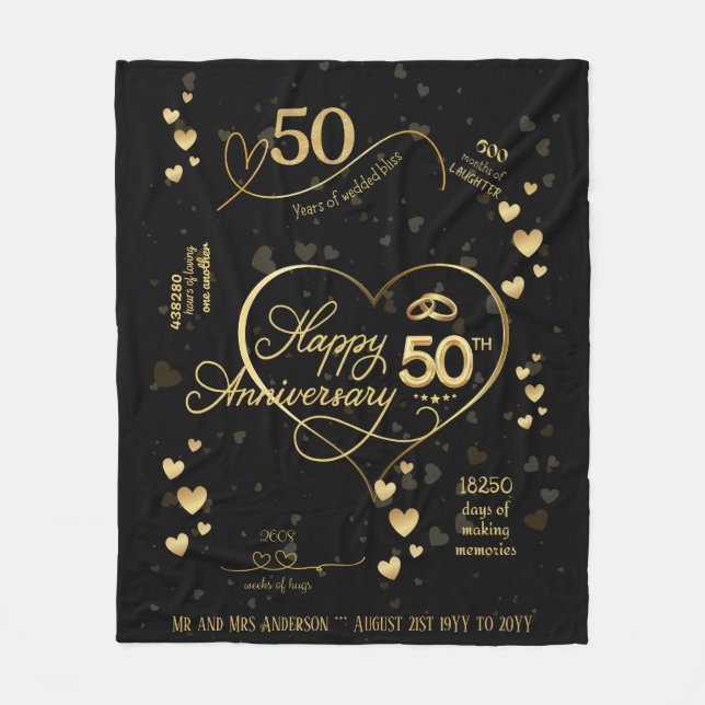 Couverture Polaire 50e anniversaire du Mariage personnalisé Fl. (Devant)