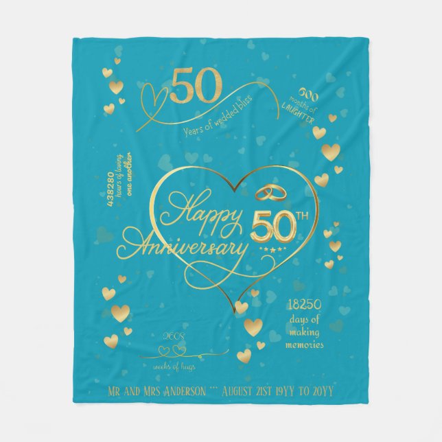 Couverture Polaire 50e anniversaire du Mariage personnalisé Jalon F (Devant)