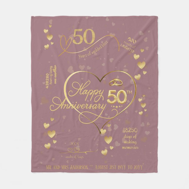 Couverture Polaire 50e anniversaire du Mariage personnalisé Jalon F (Devant)