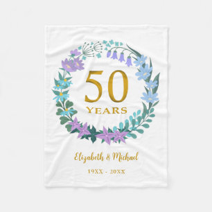 Couverture Polaire 50e anniversaire Golden Floral Bluebells Wreath