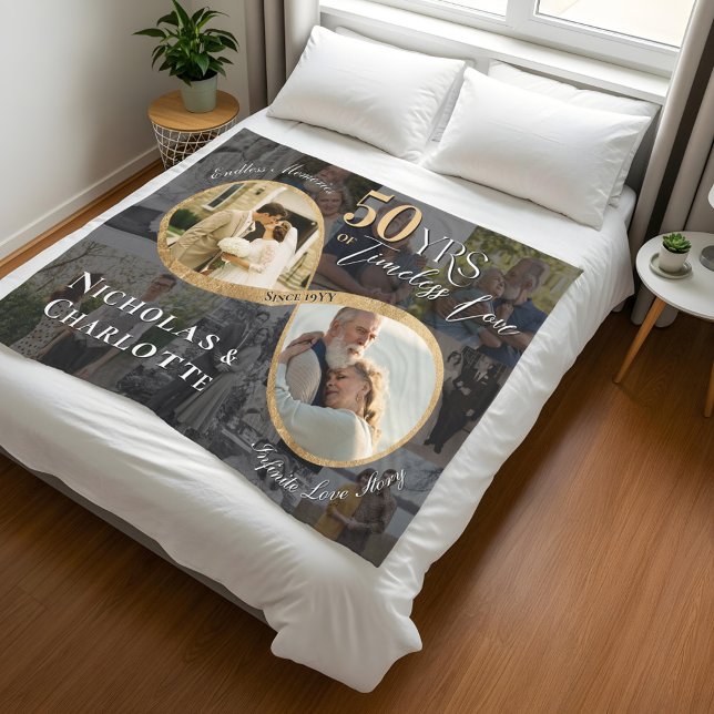 Couverture Polaire 50th Anniversary Then Now Infinity Photo Collage (50th Anniversary Then Now Infinity Photo Collage Fleece Blanket)