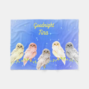 Couverture Polaire 5 chouettes pastel Fleece Blanket