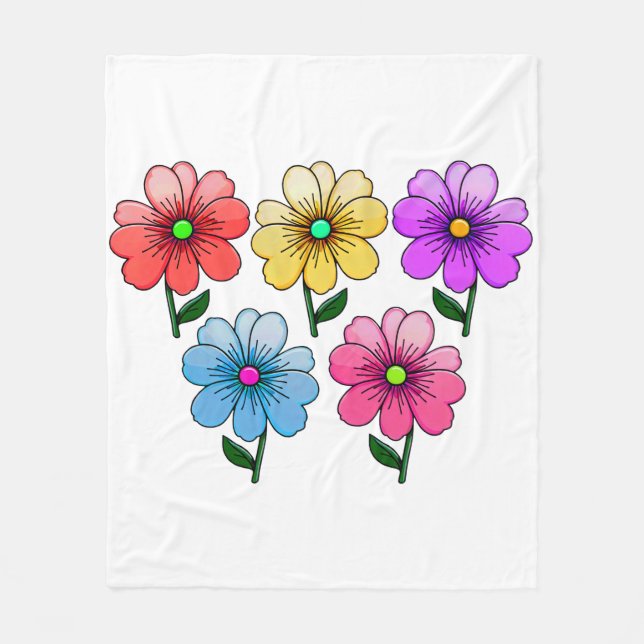 Couverture Polaire 5 Fleurs de couleur (Devant)