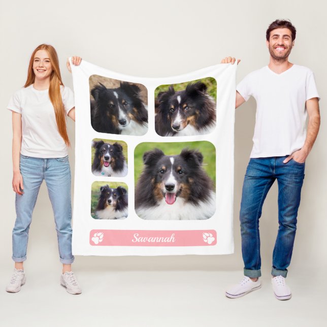 Couverture Polaire 5 Photos Personnalisées Collage Modèle Avec Nom Su (En situation)