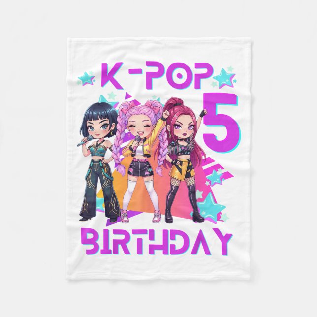 Couverture Polaire 5e anniversaire Mignon Chibi Kpop Drôle 5ème anniv (Devant)
