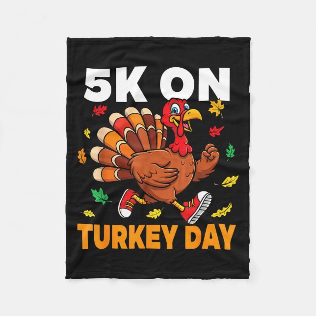 Couverture Polaire 5k On Turkey Day Funny Running Thanksgiving Turkey (Devant)