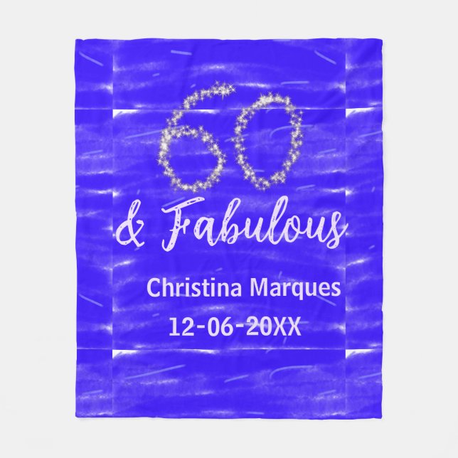 Couverture Polaire 60 & fabuleux anniversaire bleu argent ajouter nom (Devant)