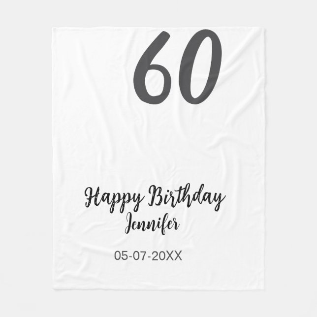 Couverture Polaire 60e anniversaire ajouter nom date année noire modè (Devant)